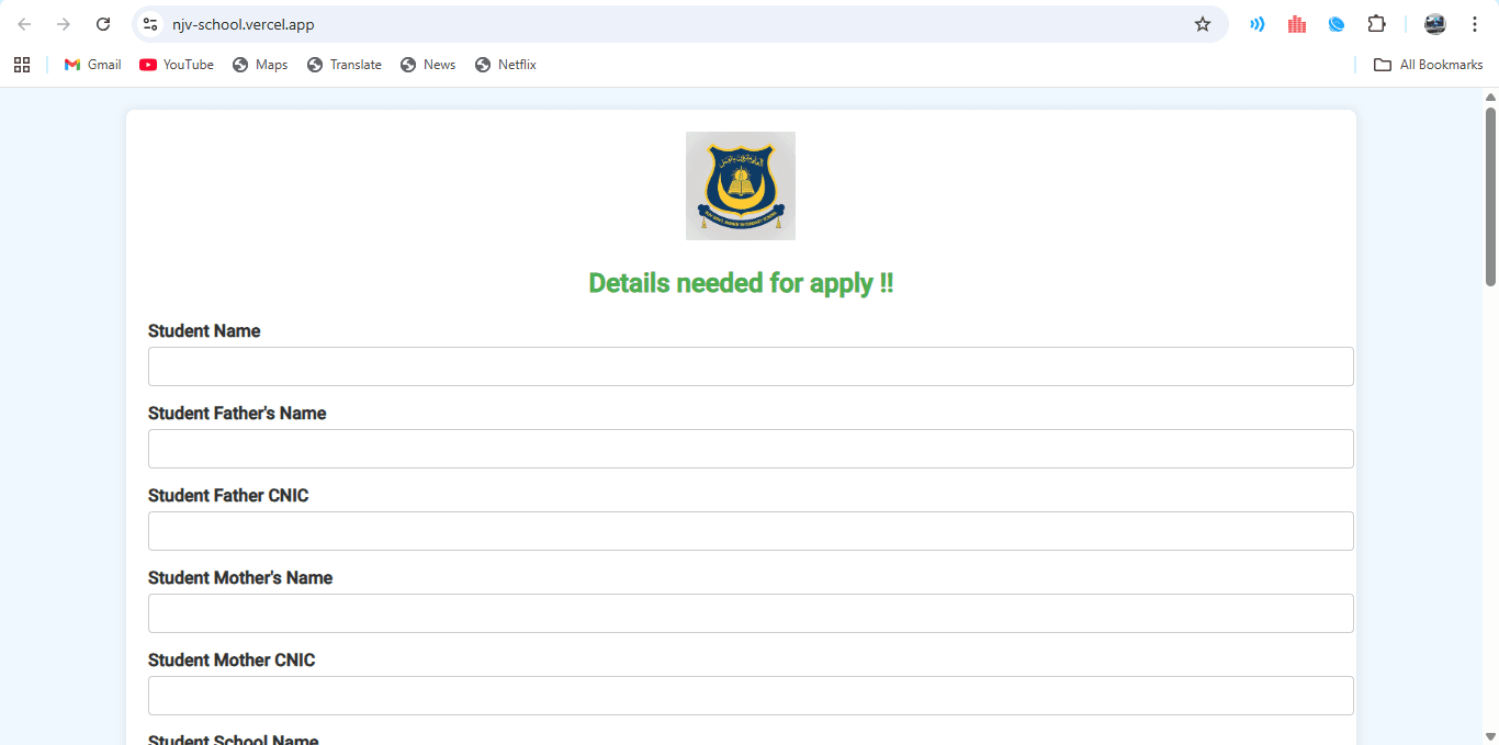 NJV School Management System project preview