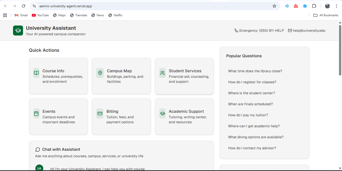 University AI Assistant project preview