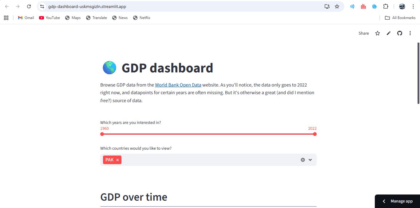 GDP Dashboard project preview